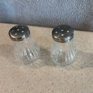 Classic Glass Salt and Pepper Shakers with Silver Tops